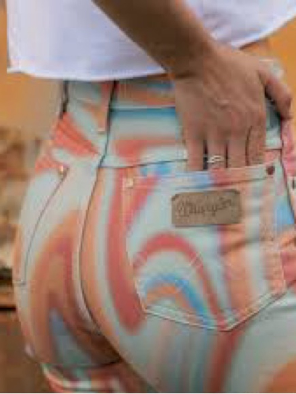 NEW Womens Wrangler Wild West 603 High Rise Tie Die Abstract Jeans Size 31x28
